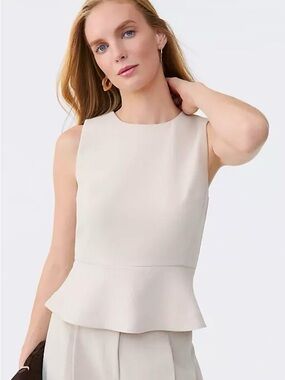 NWT Ann Taylor Cream Sleeveless Peplum Top Size 6